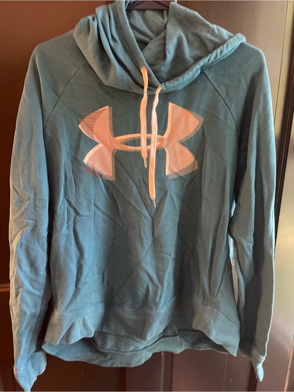 LG Women's Teal Cowl-Neck Hoodie with white Logo